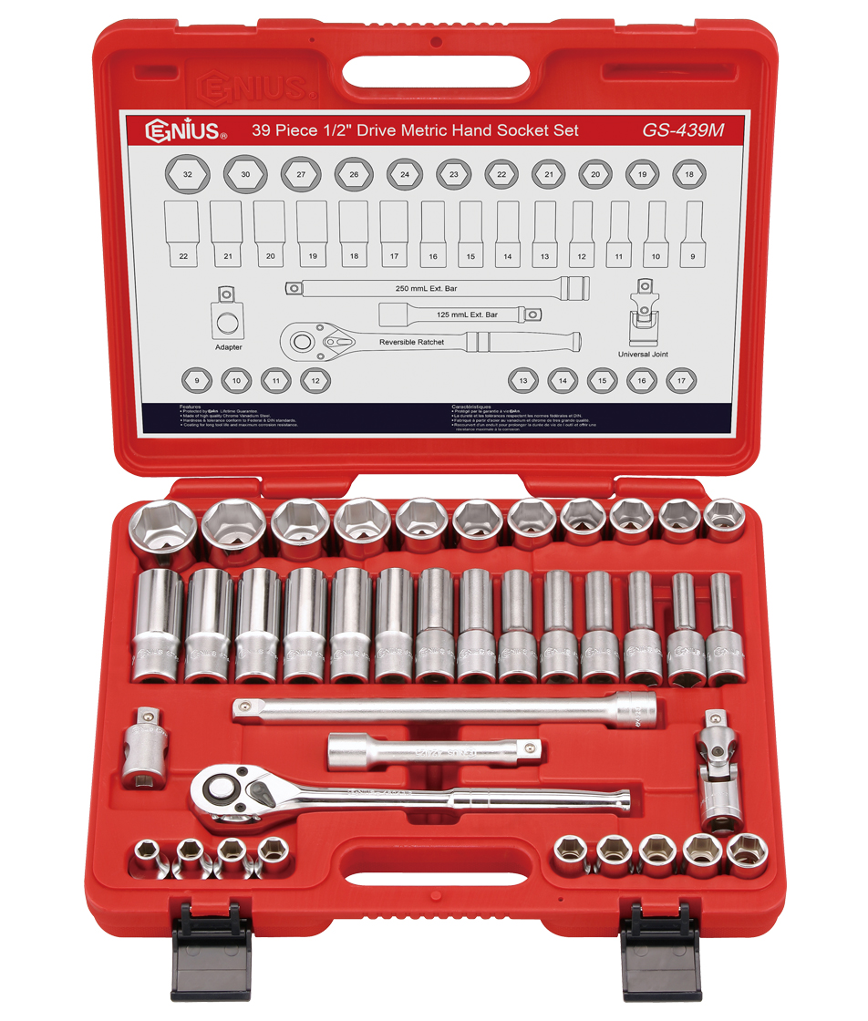 39 Piece 1/2″ Dr. Metric Deep Hand Socket Set | eBay