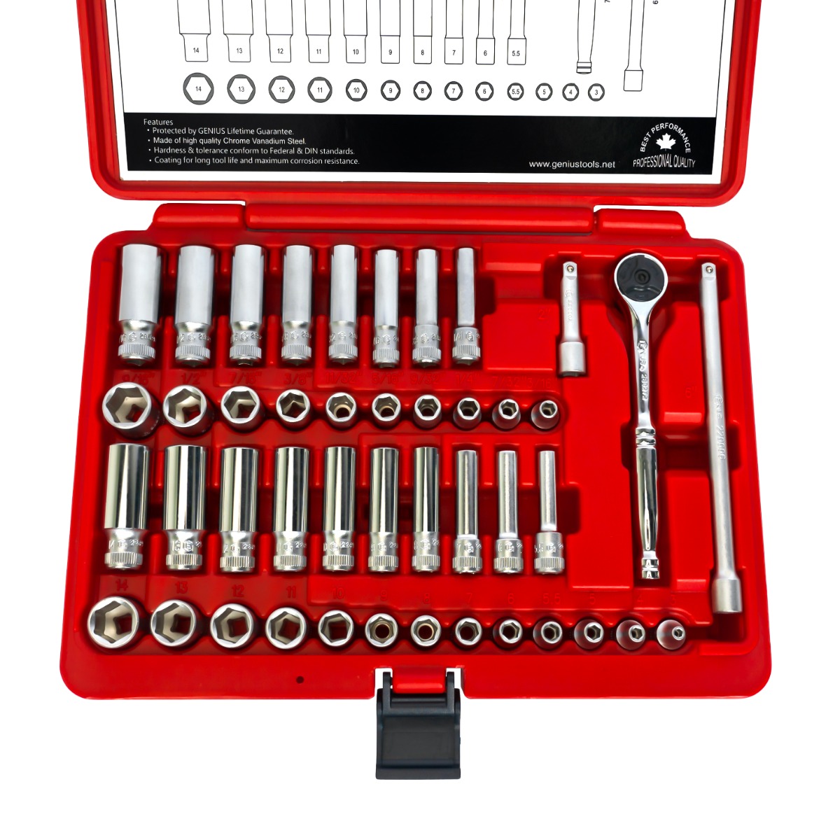 Genius Tools 44 Piece 1/4
